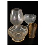 Four Decorative Glass Vases and Bowls