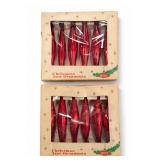 12 Shiny Brite Red Teardrop Glass Ornaments