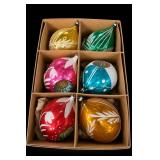6 Painted Glass Christmas Tree Ornaments