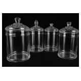 Set of 4 Clear Glass Lidded Canister Jars