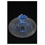 Paden City Blue Glass Center-Handle Tray