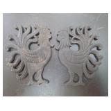 Pair of Wilton Cast Iron Rooster Trivets