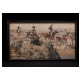 Charles M. Russell Jerked Down Framed Print