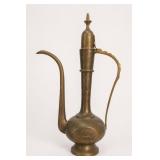 Indian Etched Brass Long-Spout Ewer