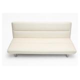 White Faux Leather Convertible Futon Sofa