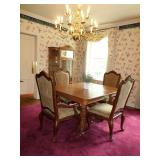 Oak Harvest Dining Table with Four Leaves and Eight Chairs