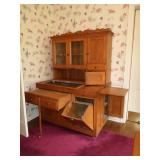 Oak Kitchen Cupboard with Pull-out Table and Flour Bin