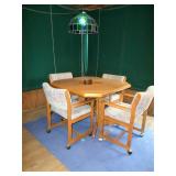 Oak Game Table with Six Chairs