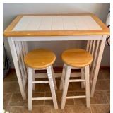 Tile top breakfast bar with stools