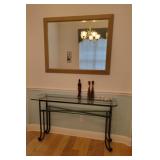 Wall mirror & glass table