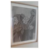 Roses done in charcoal