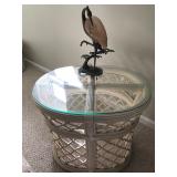 Round Glass Top Wicker Table
