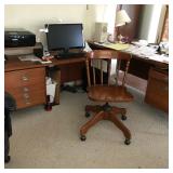 2 pc. Teak Desk, wooden Office Chair