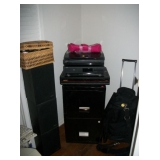 Bose speakers, file cabinet