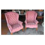2 Pink Wing Back Chairs