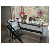 Glass Top Desk/Vanity & Chair