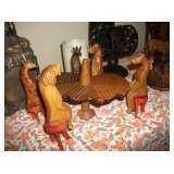 Wooden Animals at Table