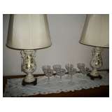Vintage lamps, glasses