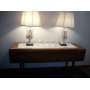 Drop leaf table, vintage lamps