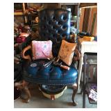 Blue High Back Leather Chair
