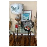 Glass Top Table, Lamp