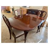 Queen Anne Style Dining Room Table, 6 Chairs, 2 Leaves,