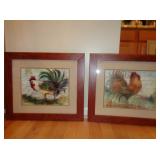 2 Framed Rooster Prints