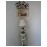 Corner Shelf, Lamp, Sm Table