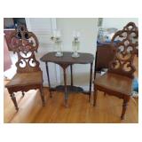 2 Chairs, 2 Lamps, Small Table