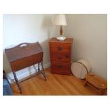 Sewing Cabinet, Hat Box. Stool