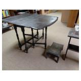 Gate Leg Table, Foot Stool, Side Table