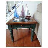 Display End Table, Glass Sail Boats