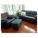 Leather Sofa, Chair, Ottoman