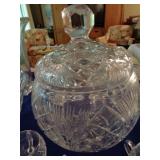 CRYSTAL PUNCH BOWL W/LID