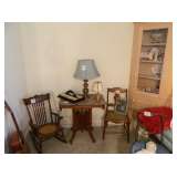 eastlake table with marble and rocking chair