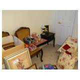 1 of 6 chairs, pictures & telephone table