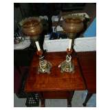 2 amber lamps on sm. table