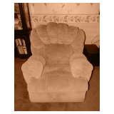 overstuffed beige recliner