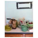 Nice Old Pitcher, Jello Mold, plastics and Other Kitchen Items
