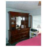 Mahogany Double Dresser With Glass shelves And Doors