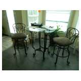 Glass Top Kitchen Table, Two Chairs