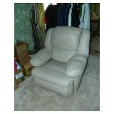 Beige Matching Rocking Leather Recliner Chair