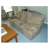 Beige three cushion sofa