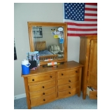 Maple Double Dresser With Mirror