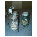 Vintage Mason Jars And Vintage Wire Jar Holder