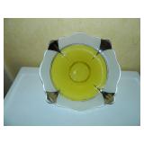 Yellow & clear with silver overlay Art Deco bowl