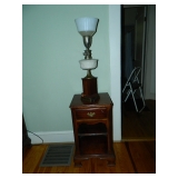 Mahogany end table & lamp