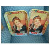 Two vintage coke trays