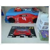 another view of race car bed and Nascar rug