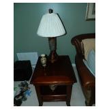 inlaid end table and lamp